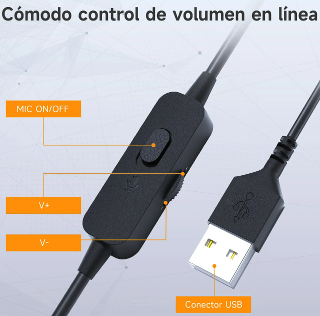 Foto 5 pulgar | Xtellar Audífonos De Diadema Ultraligeros Con Control De Volumen Usb  Perfectos Para Gamer  Skype Y Zoom