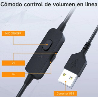 Foto 4 | Xtellar Audífonos De Diadema Ultraligeros Con Control De Volumen Usb Perfectos Para Gamer Skype Y Zoom