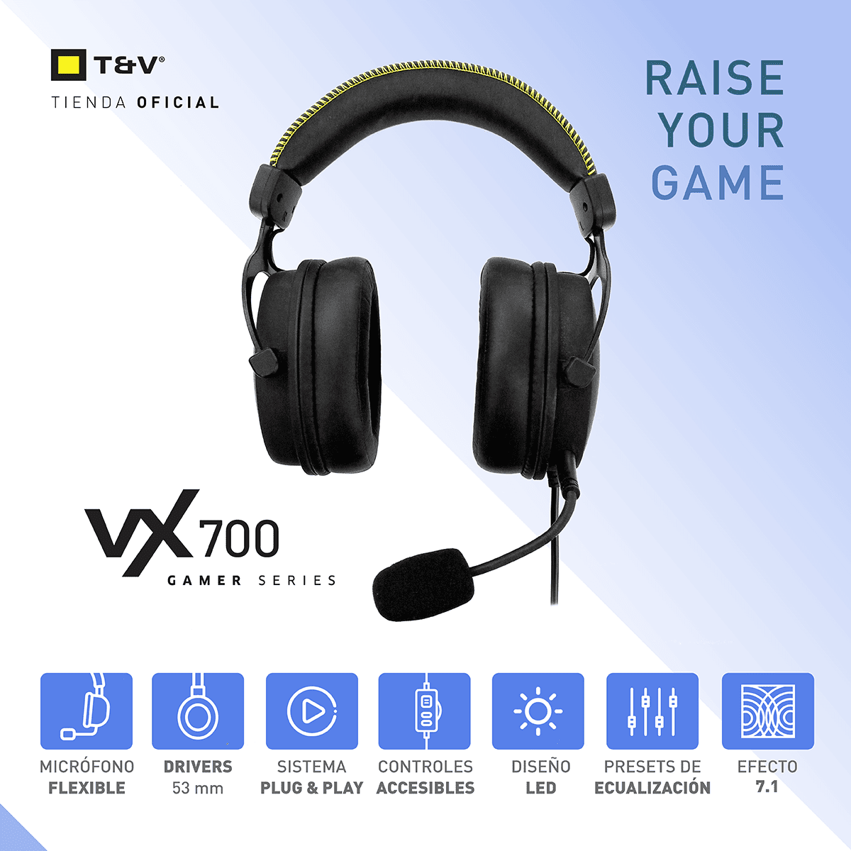 Foto 6 pulgar | Audífonos Gamer Usb Thonet & Vander Vx700 – 7.1 Surround  Micrófono Desmontable  Luces Rgb Y Eq Presets