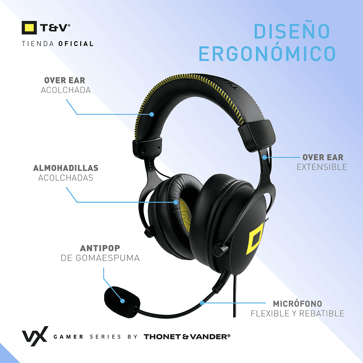 Foto 7 pulgar | Audífonos Gamer Usb Thonet & Vander Vx700 – 7.1 Surround  Micrófono Desmontable  Luces Rgb Y Eq Presets