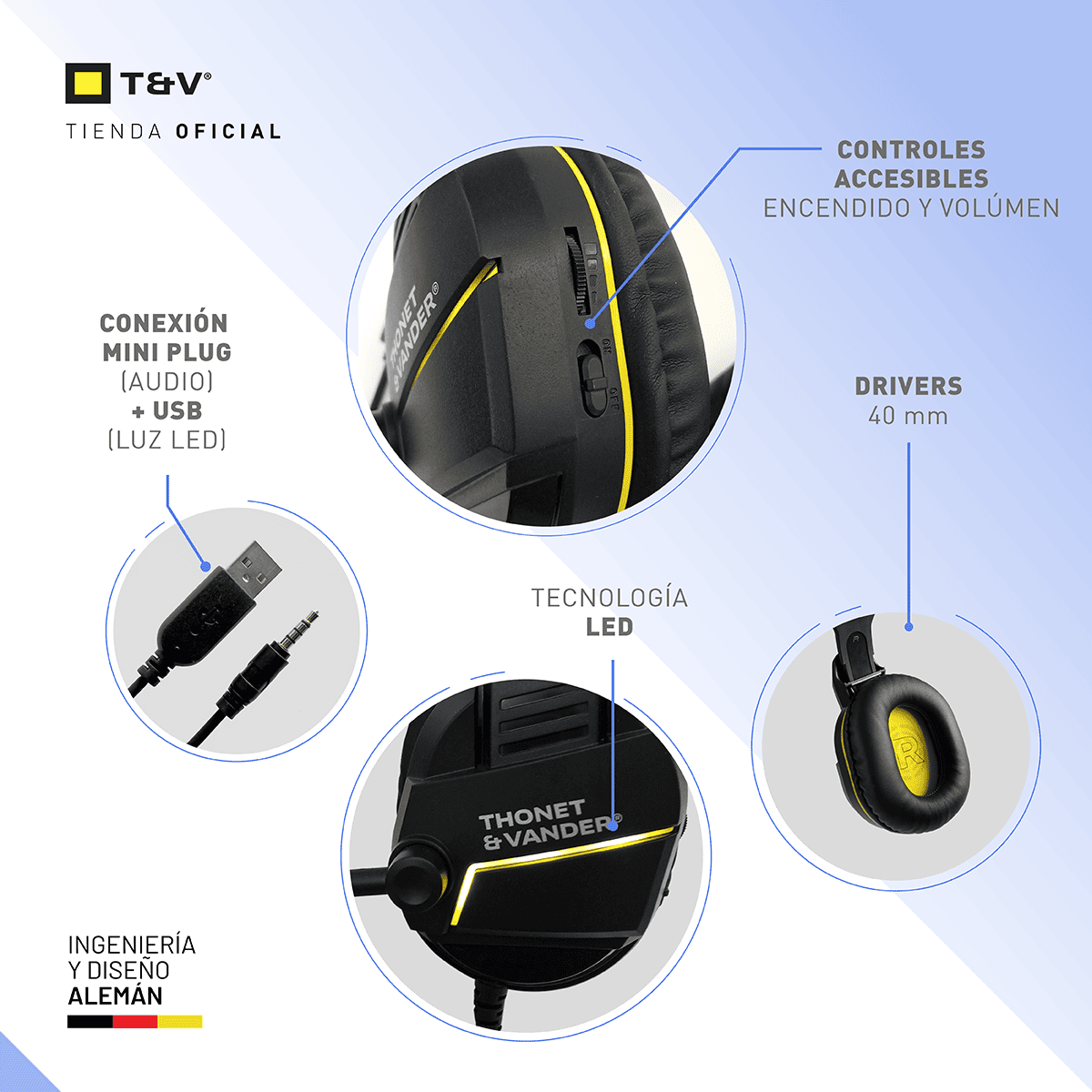Foto 9 pulgar | Auriculares Gamer Thonet & Vander Vx70 Con Micrófono  Led Y Compatibilidad Multiplataforma
