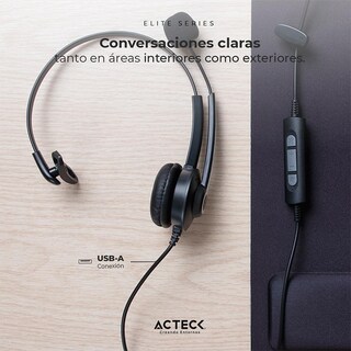 Foto 4 | Audifono Diadema Acteck Ac-935326 color Negro para Call Center Centric Pro Hp620 Alambrico USB