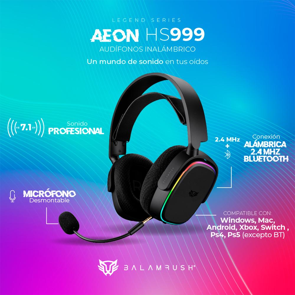 Foto 4 | Audiófonos de Diadema Gamer Balam Rush Aeon Inalámbricos con Micrófono Negro