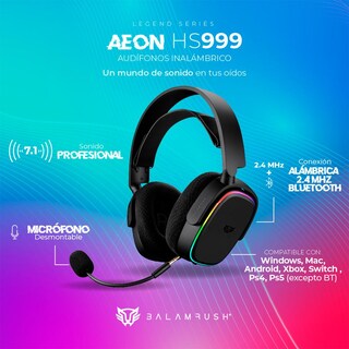 Foto 4 | Audiófonos de Diadema Gamer Balam Rush Aeon Inalámbricos con Micrófono Negro