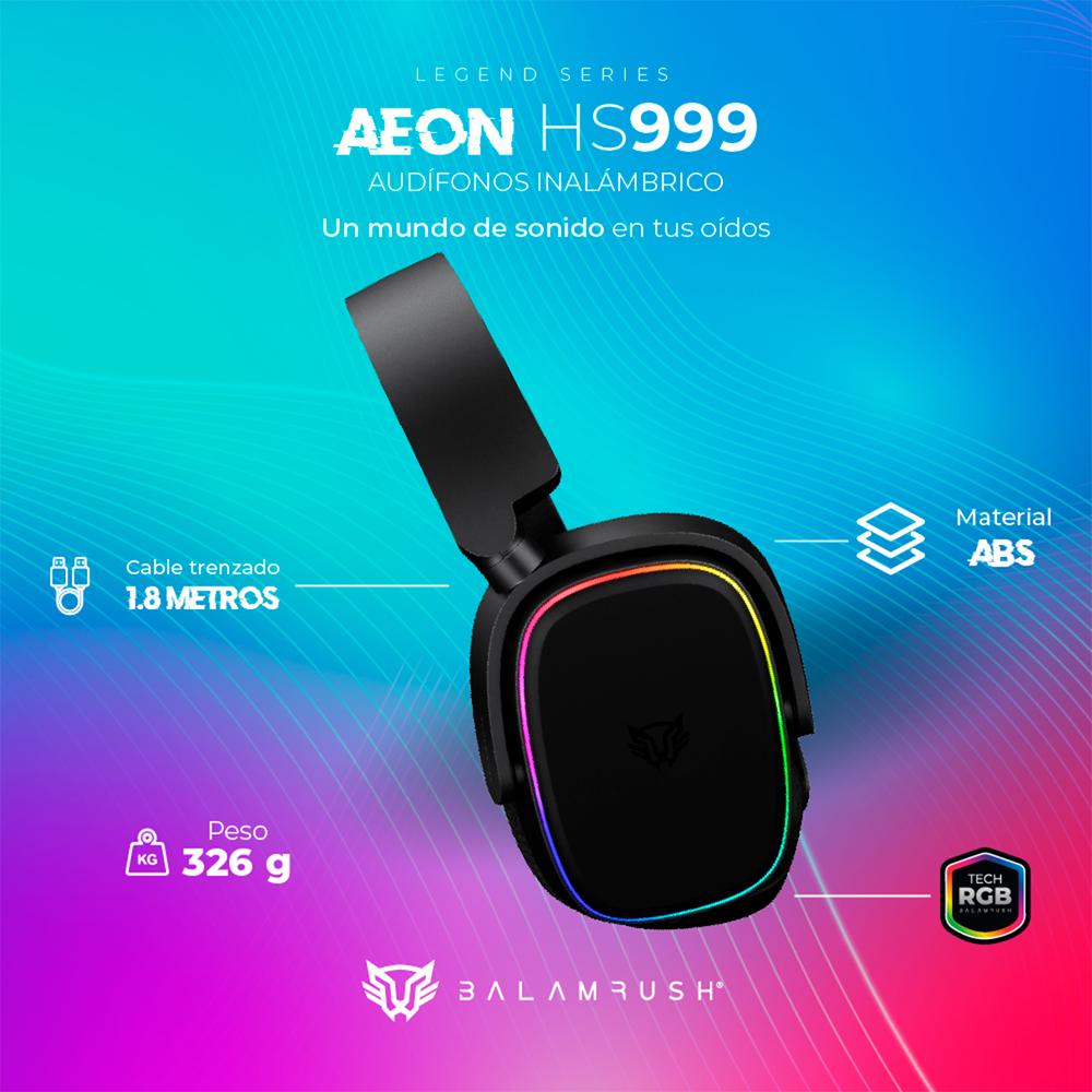 Foto 5 | Audiófonos de Diadema Gamer Balam Rush Aeon Inalámbricos con Micrófono Negro