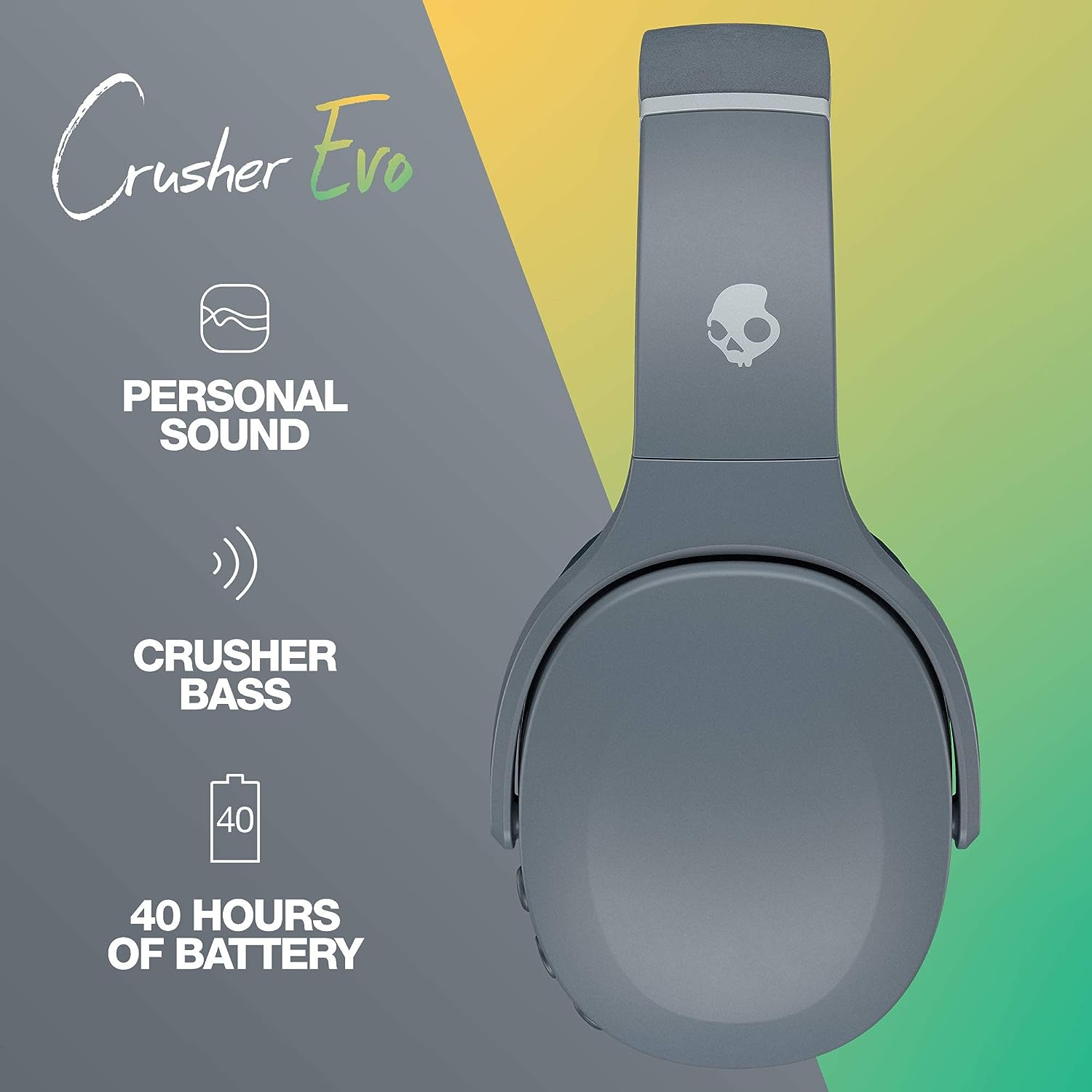 Foto 4 pulgar | Audífonos Inalámbricos Skullcandy Crusher Evo Gris Frío