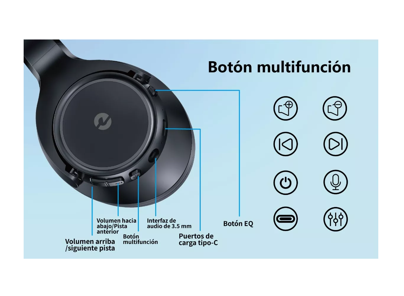 Foto 5 | Audífonos Inalambricos Bluetooth Diadema con Micrófono Negro