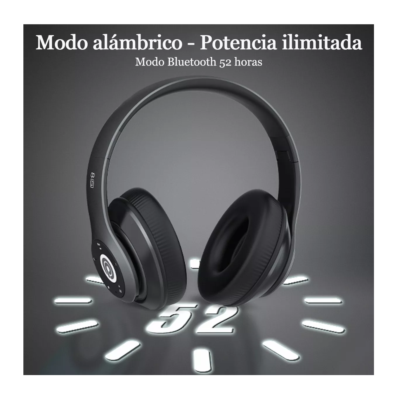 Foto 6 pulgar | Audífonos Inalámbricos Diadema con Micrófono Bluetooth 52hora Negros