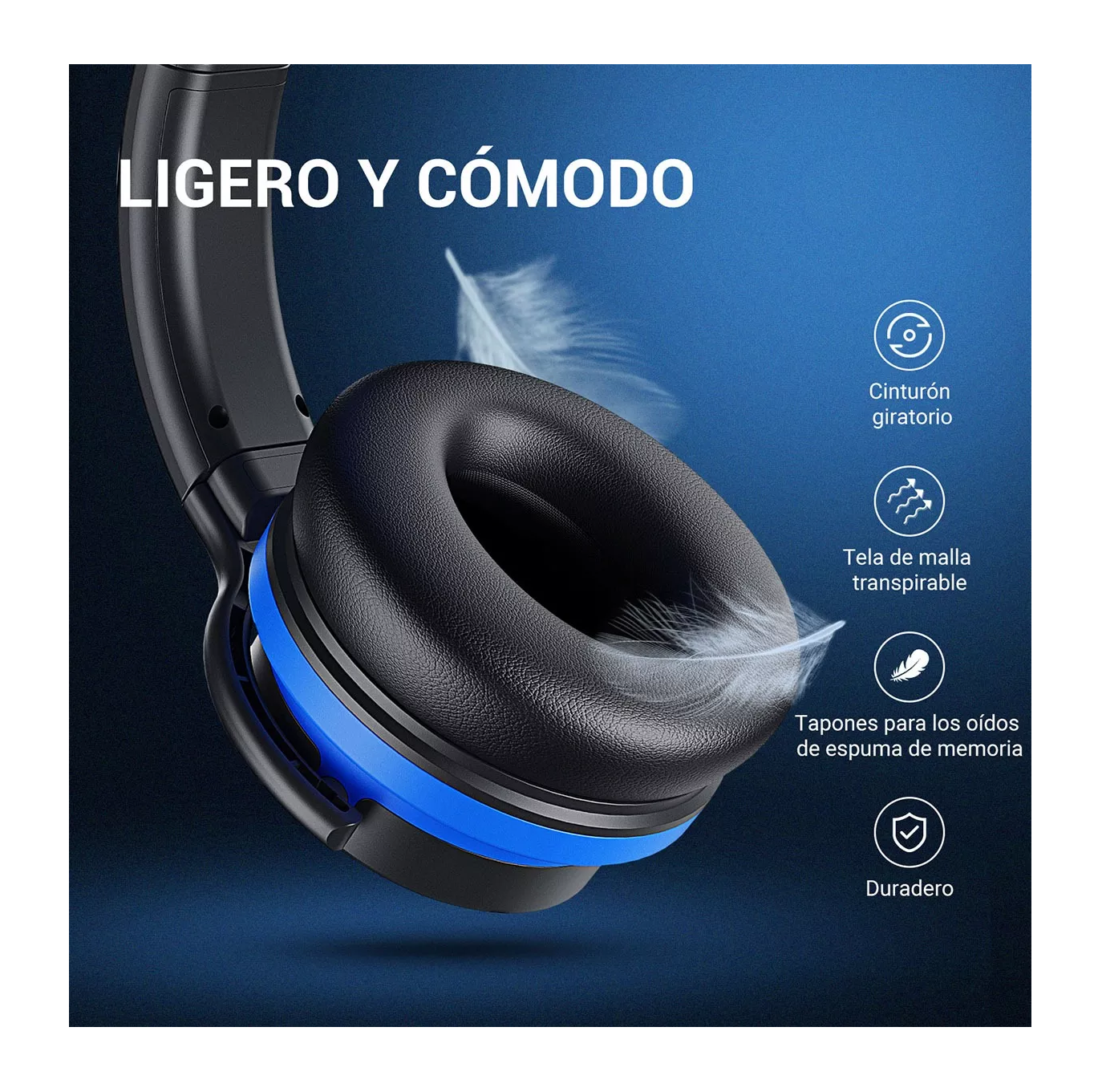 Foto 4 pulgar | Audífonos Bluetooth con Cancelación de Ruido Azul