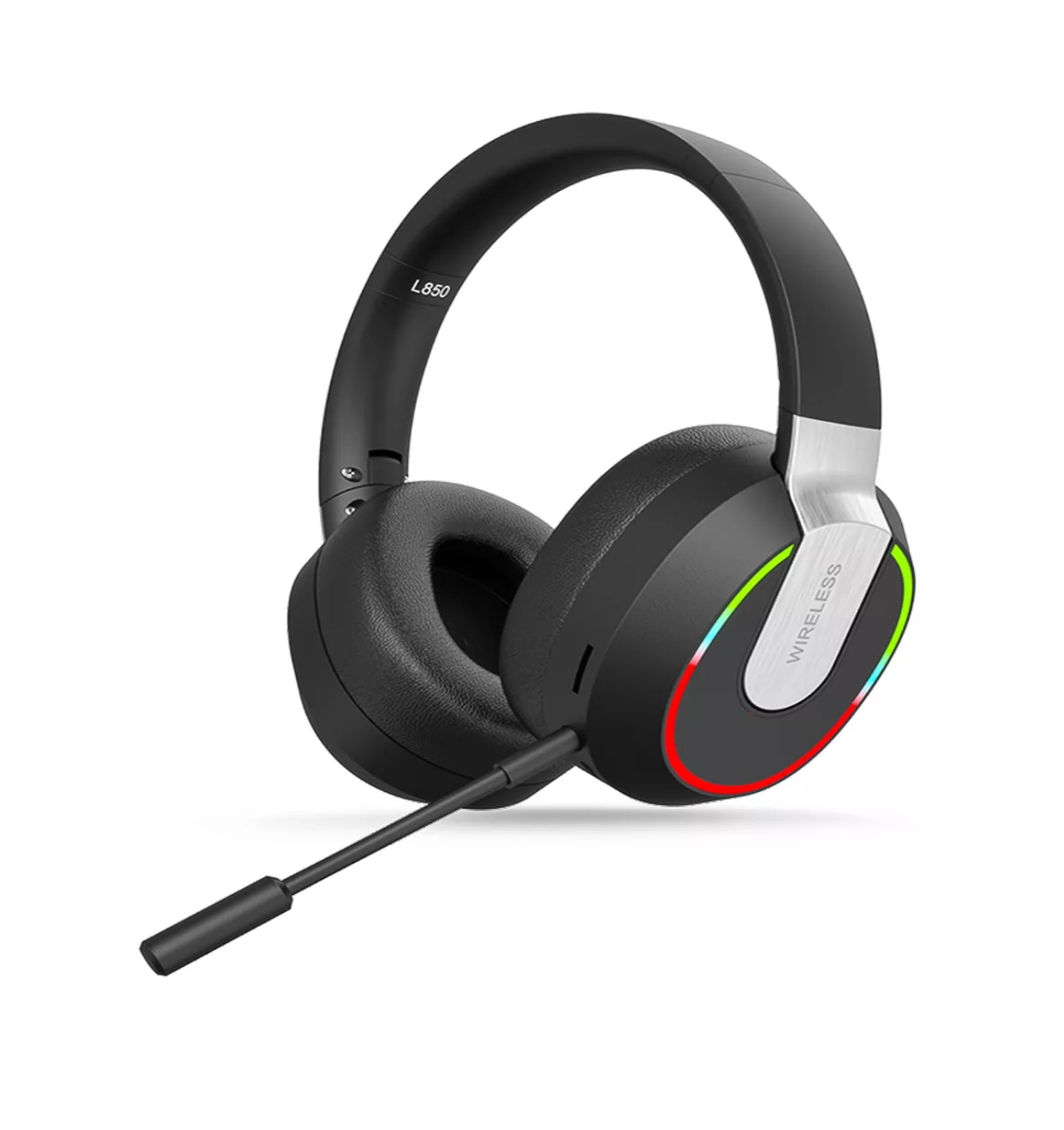 Audífonos Inalámbrico Diadema Bluetooth Plegable Con Rgb Luz Negro