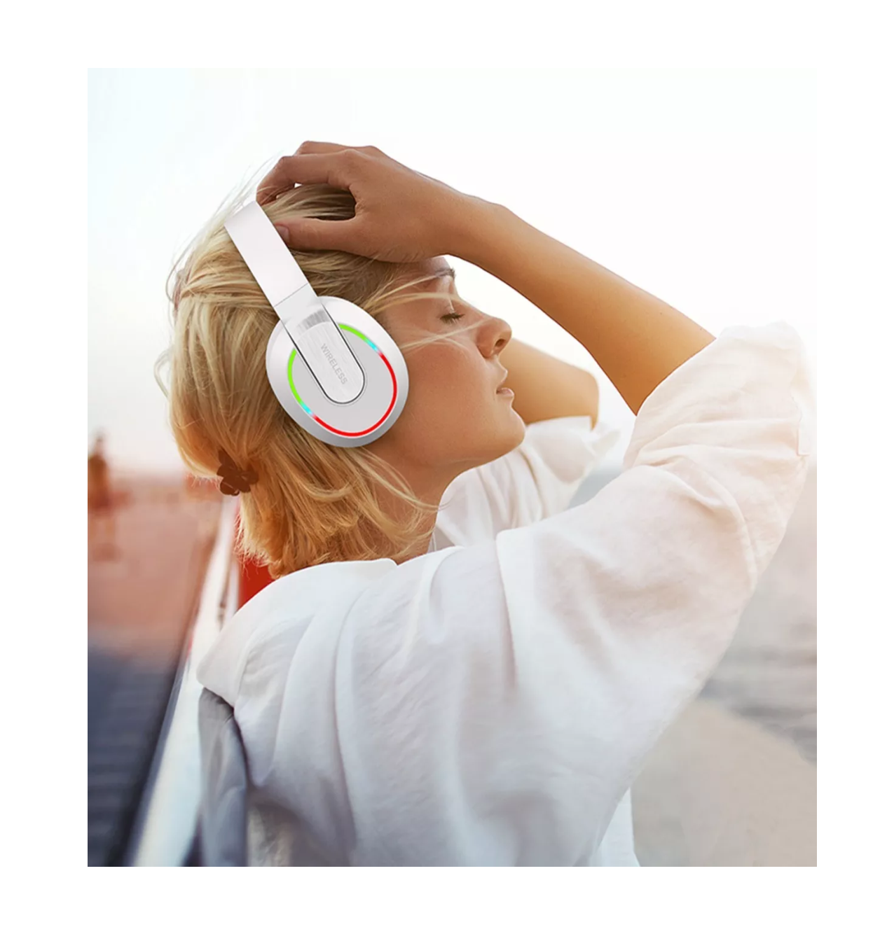 Foto 5 pulgar | Audífonos Inalámbrico Bluetooth Diadema Plegable Con Rgb Luz Blanco