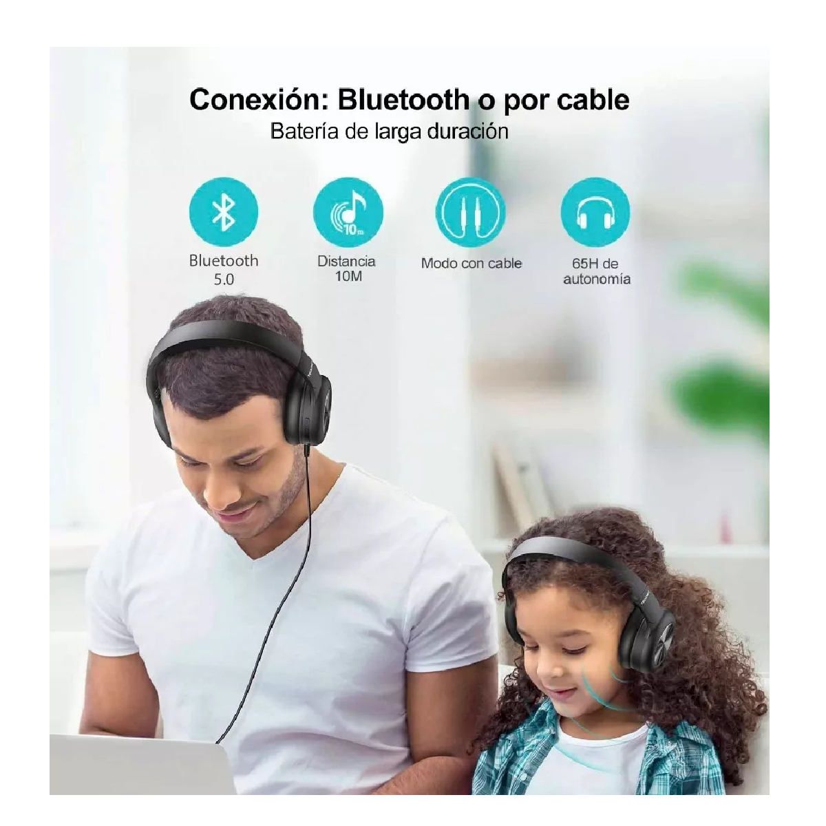 Foto 4 pulgar | Audífonos Inalambricos Bluetooth Diadema Con Micrófono Negro