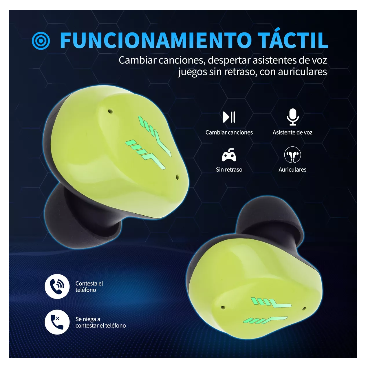 Foto 4 pulgar | Audífonos True Wireless Belug Verdes con Bluetooth