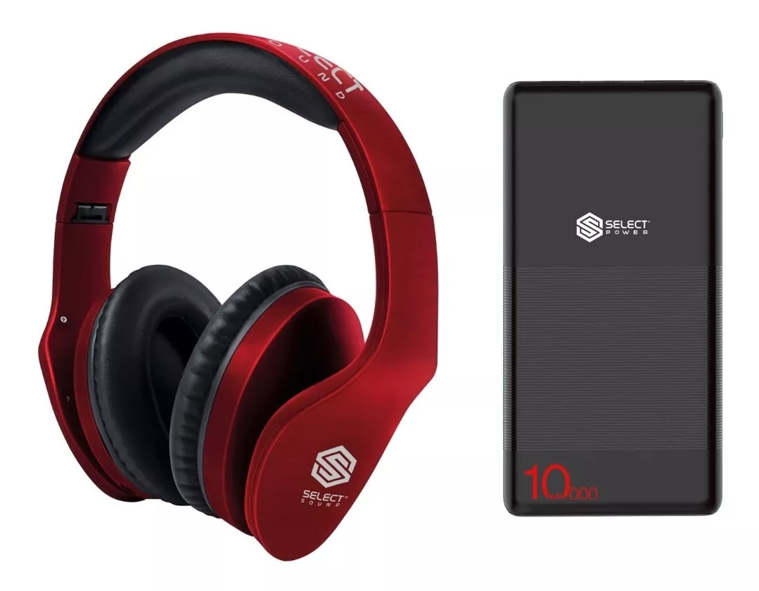 Set Audifonos Bluetooth Rojo y Power Bank