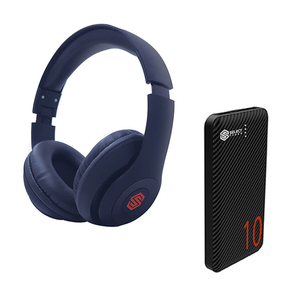 Paquete Audifonos y Batería Portatil Select Sound Azul