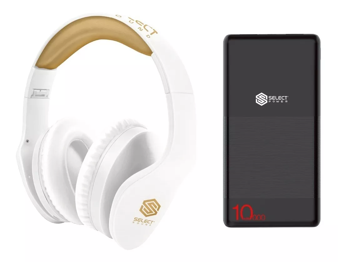 Set Audifonos Bluetooth Blanco y Power Bank