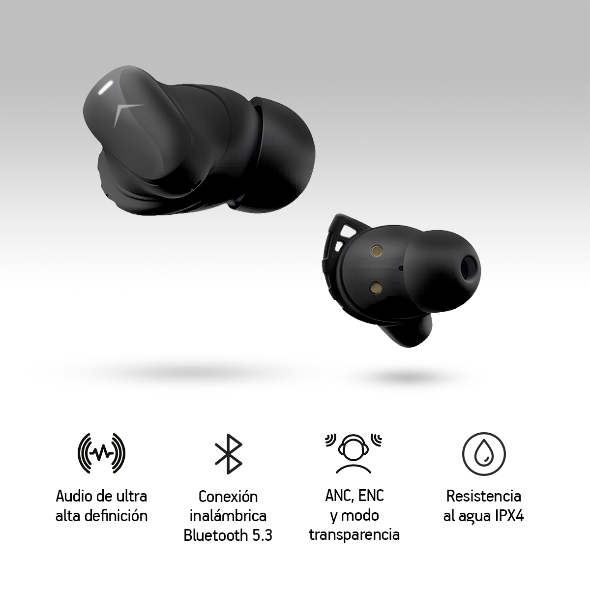Foto 3 pulgar | Audífonos Inalámbricos Bluetooth Sport Cancelación De Ruido Anc Ipx4, Akane, Color Negro