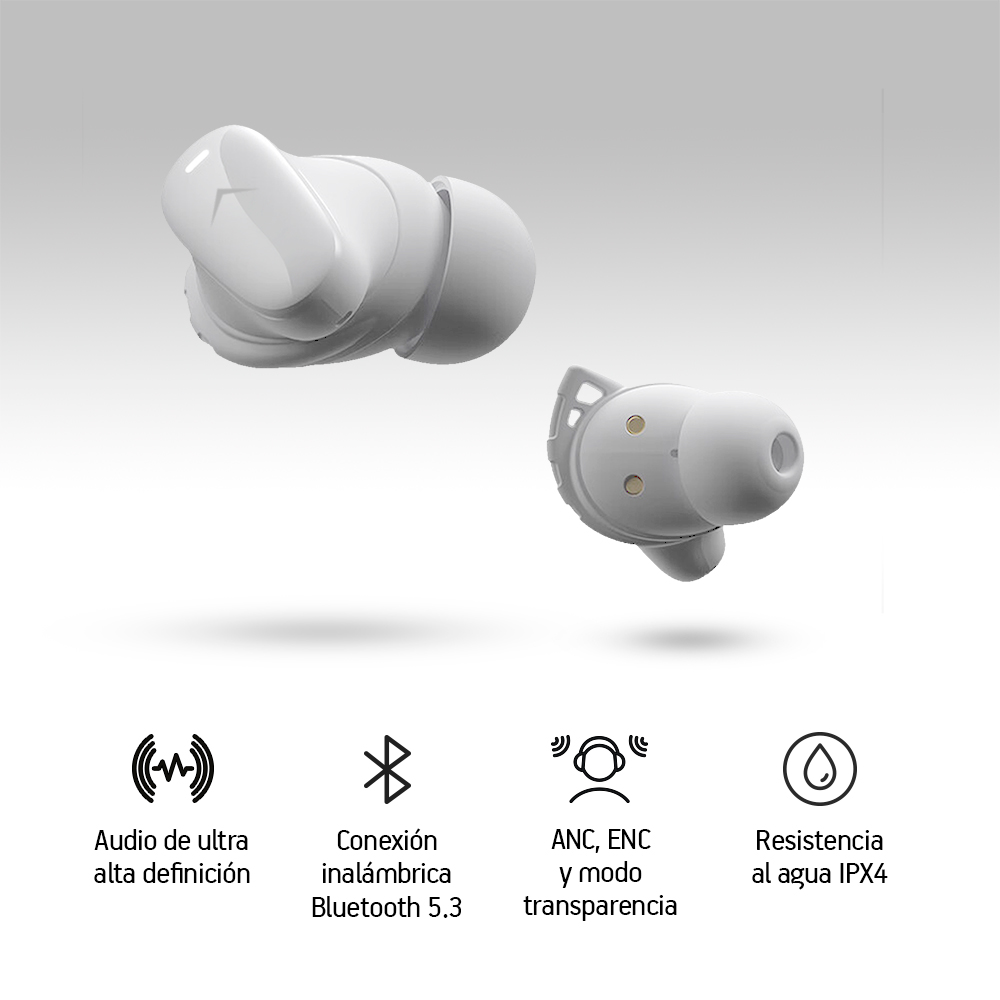 Foto 3 pulgar | Audífonos Inalámbricos Bluetooth Sport Cancelación De Ruido Anc Ipx4, Akane, Color Blanco