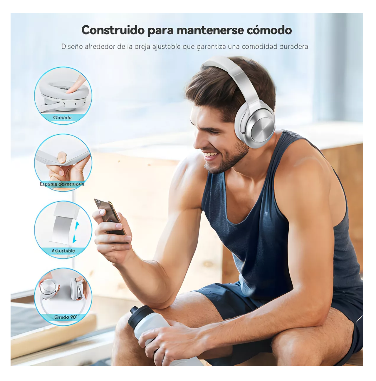 Foto 2 | Audífonos Inalámbricos Bluetooth Diadema Cancela Ruido, Color Plateado