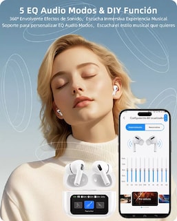 Foto 2 | Audífonos Smart Pantalla Bluetooth 5.4 Anc Auriculares App Blancos