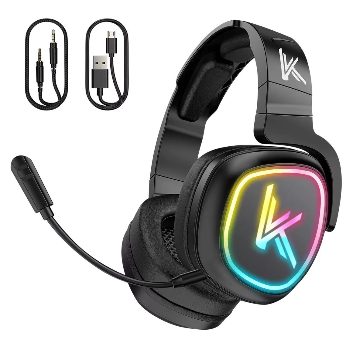 Foto 2 pulgar | Audífonos Inalámbricos De Diadema Bluetooth Gamer Bk1 Luz Led, Negro