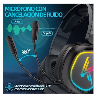 Foto 3 | Audífonos Inalámbricos De Diadema Bluetooth Gamer Bk1 Luz Led, Negro