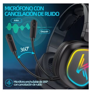 Foto 3 | Audífonos Inalámbricos De Diadema Bluetooth Gamer Bk1 Luz Led, Negro