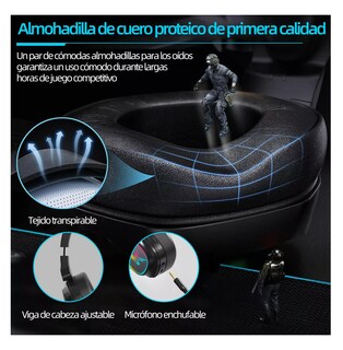 Foto 4 | Audífonos Inalámbricos De Diadema Bluetooth Gamer Bk1 Luz Led, Negro