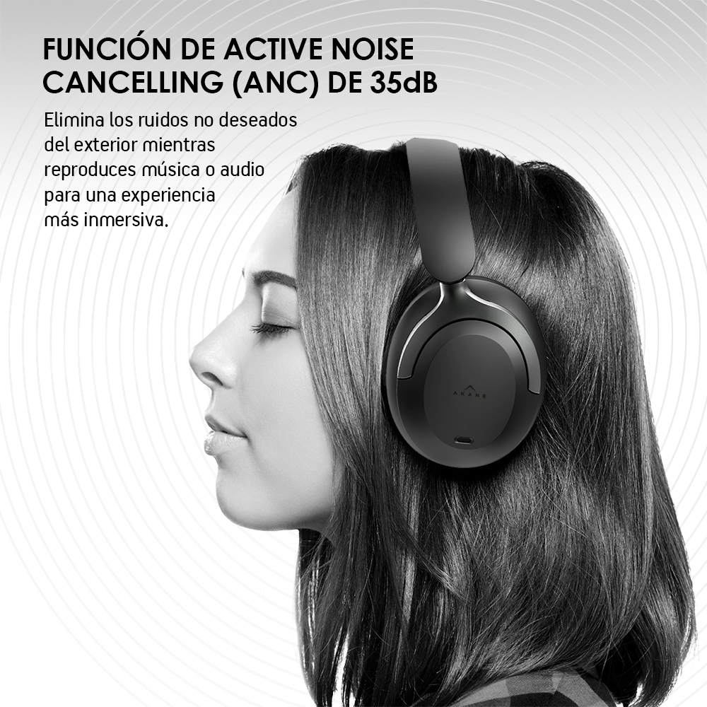 Foto 5 pulgar | Audífonos Inalámbricos De Diadema Bluetooth Con Cancelación De Ruido, Akane, Color Negro