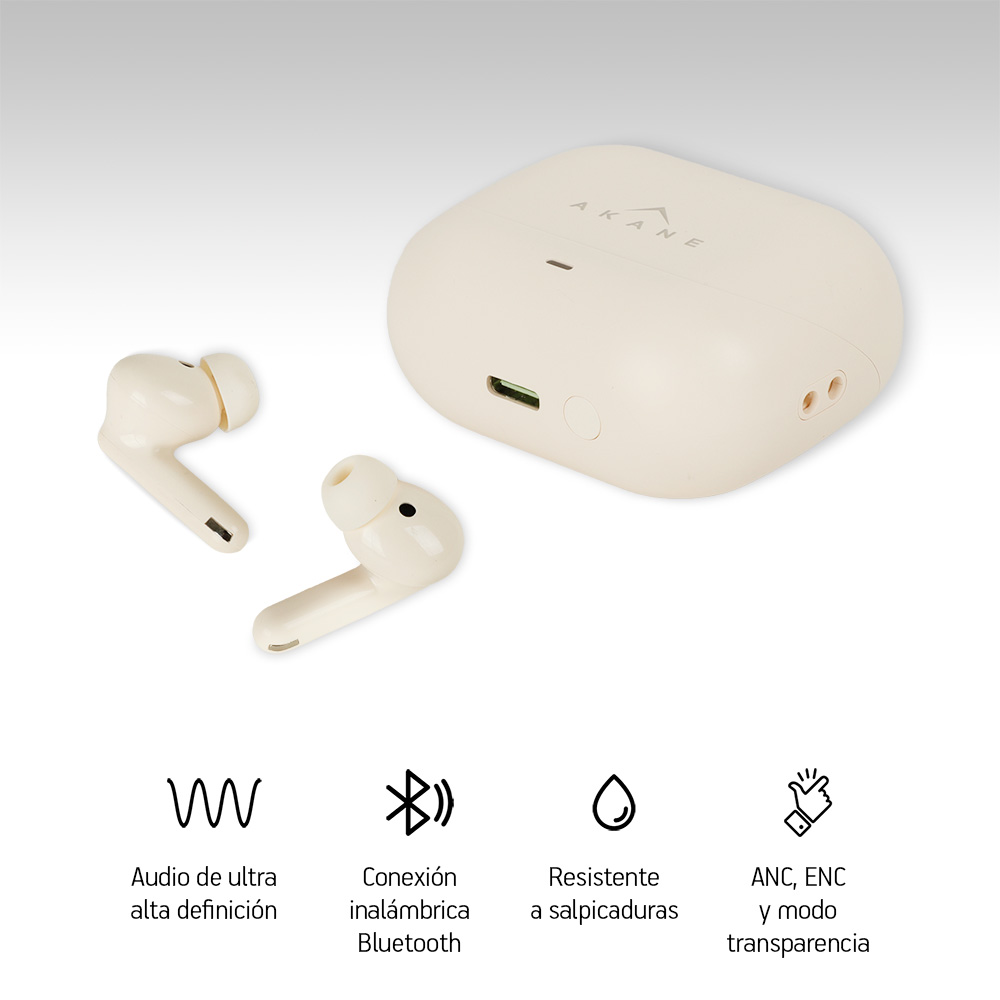 Foto 3 pulgar | Audífonos Inalámbricos Bluetooth Con Cancelación De Ruido Activa, Akane, Color Blanco