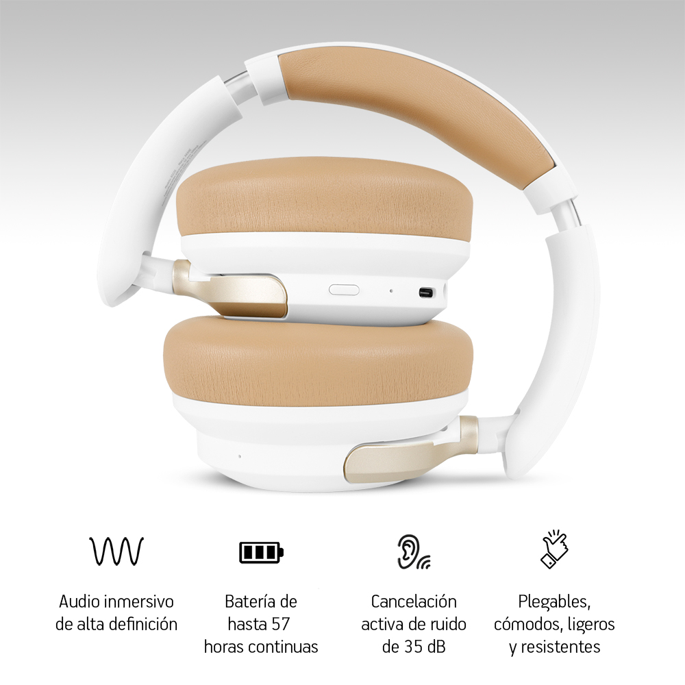 Foto 3 pulgar | Audífonos Inalámbricos De Diadema Bluetooth Con Cancelación De Ruido, Akane, Color Blanco