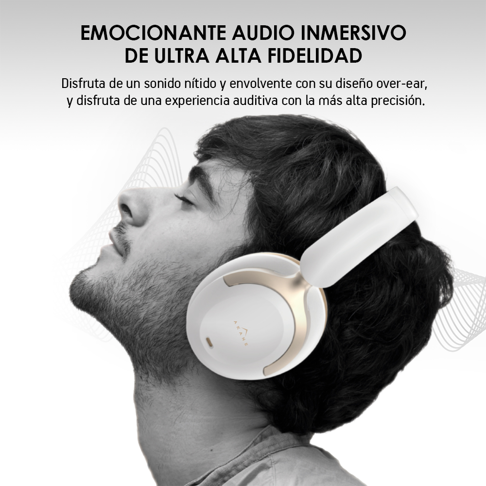 Foto 4 pulgar | Audífonos Inalámbricos De Diadema Bluetooth Con Cancelación De Ruido, Akane, Color Blanco