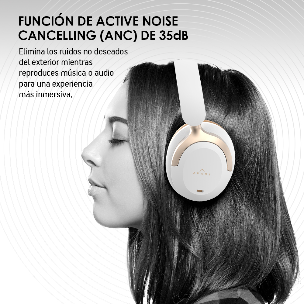Foto 5 pulgar | Audífonos Inalámbricos De Diadema Bluetooth Con Cancelación De Ruido, Akane, Color Blanco