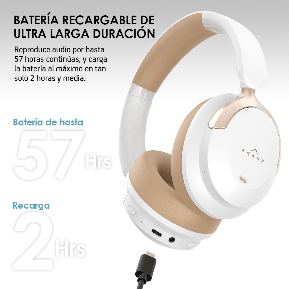 Foto 7 pulgar | Audífonos Inalámbricos De Diadema Bluetooth Con Cancelación De Ruido, Akane, Color Blanco