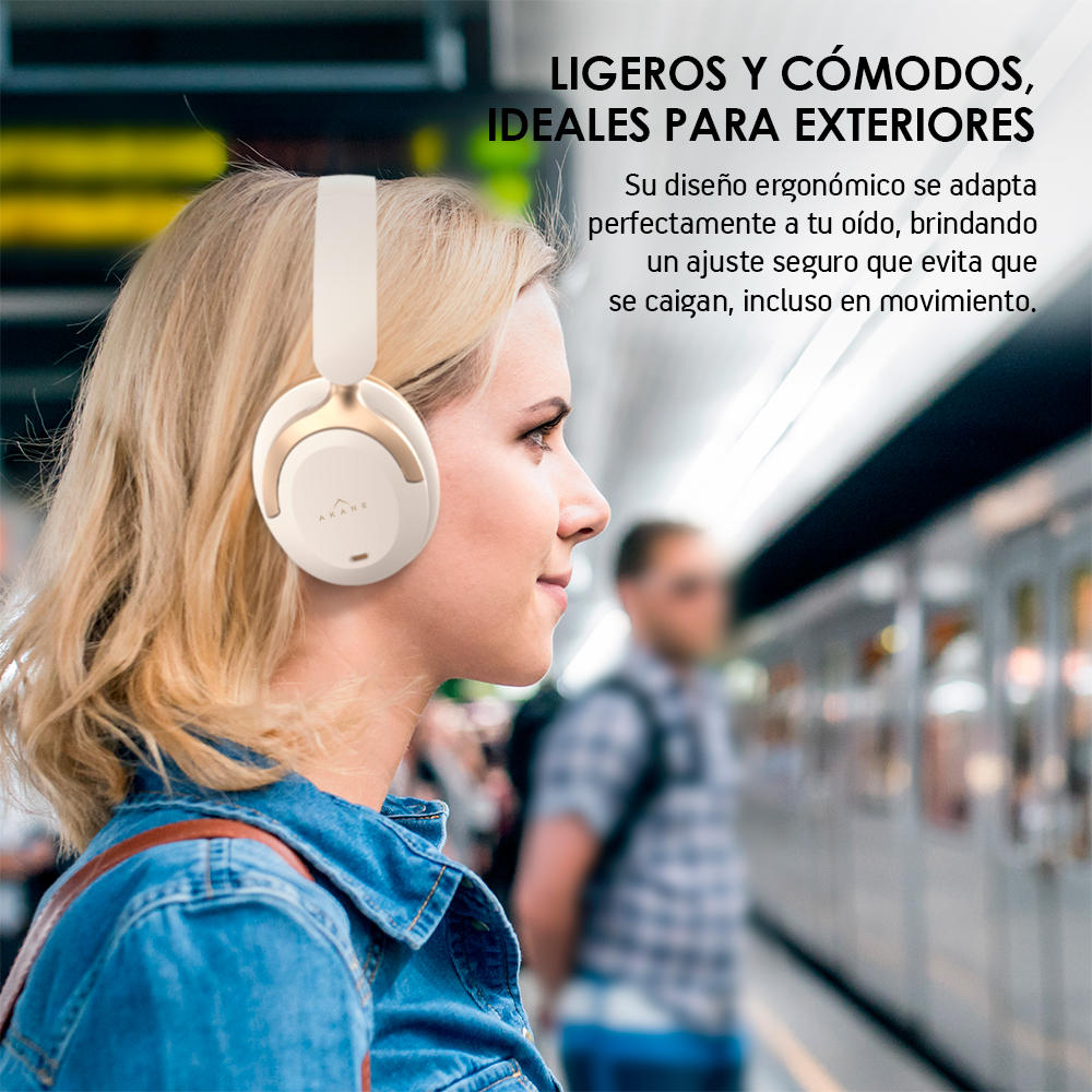 Foto 9 pulgar | Audífonos Inalámbricos De Diadema Bluetooth Con Cancelación De Ruido, Akane, Color Blanco