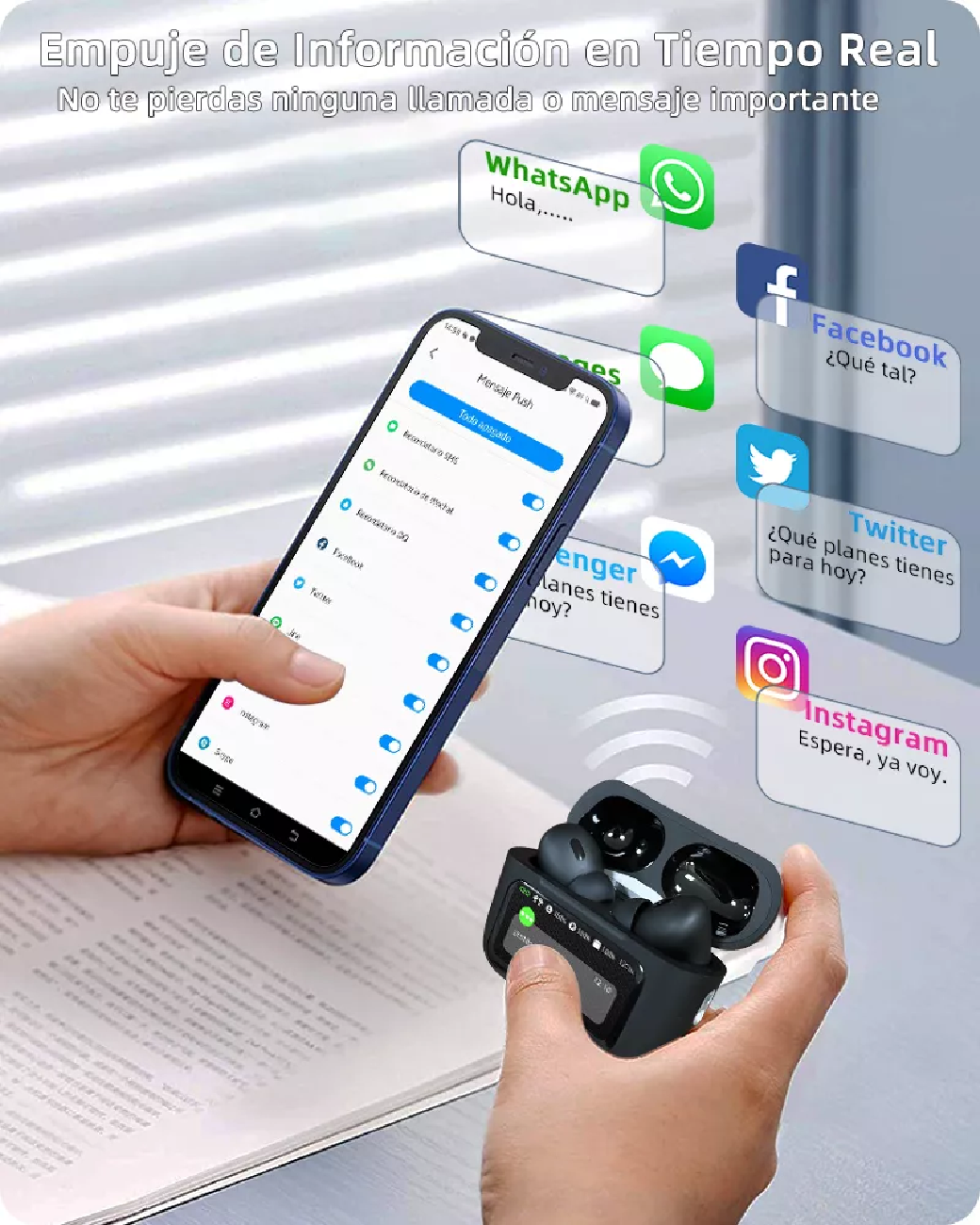 Foto 4 | Smart Pantalla Audífonos Lab.g Bluetooth 5.4 Anc Auriculares App Negro