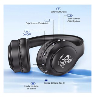 Foto 4 | Audífonos Inalámbricos De Diadema Bluetooth Plegable 1000mah Negro