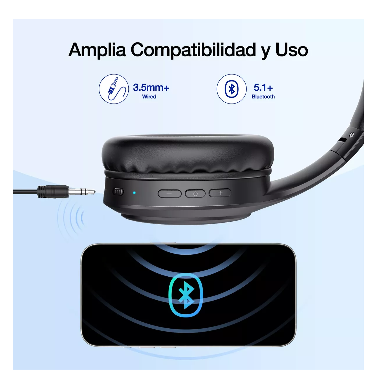 Foto 6 pulgar | Audífonos Inalámbricos De Diadema Bluetooth Plegable 1000mah Negro