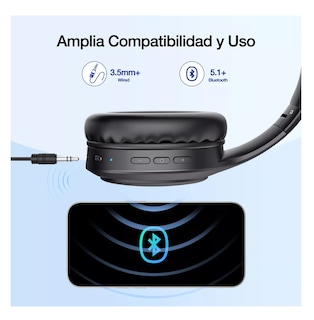 Foto 5 | Audífonos Inalámbricos De Diadema Bluetooth Plegable 1000mah Negro