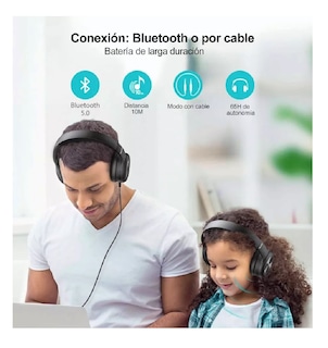 Foto 3 | Audífonos Inalambricos Bluetooth Diadema Con Micrófono Negro