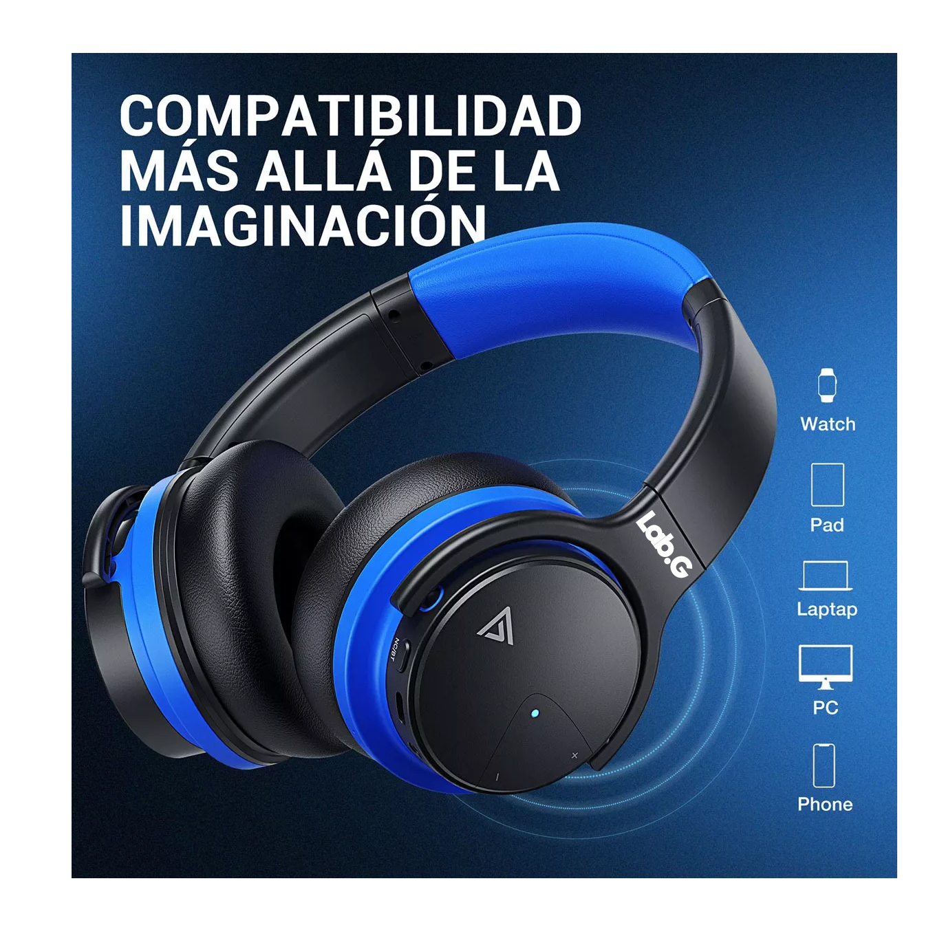 Foto 3 pulgar | Audífonos Bluetooth Lab.g Con Cancelación De Ruido Azul/negro