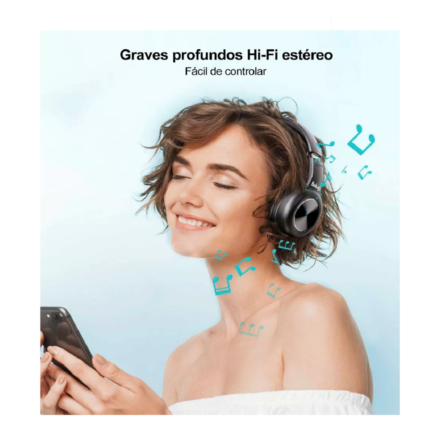 Foto 2 | Audífonos Inalámbricos Bluetooth Diadema Con Micrófono, Belug Negro