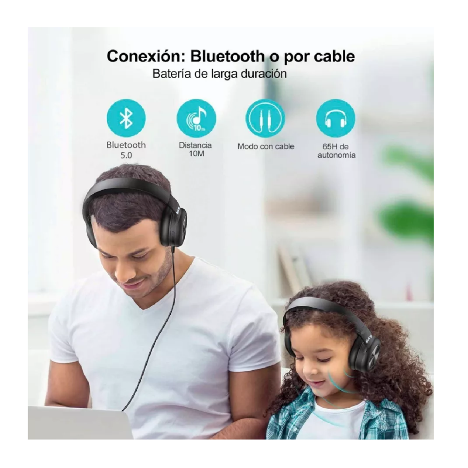Foto 3 | Audífonos Inalámbricos Bluetooth Diadema Con Micrófono, Belug Negro