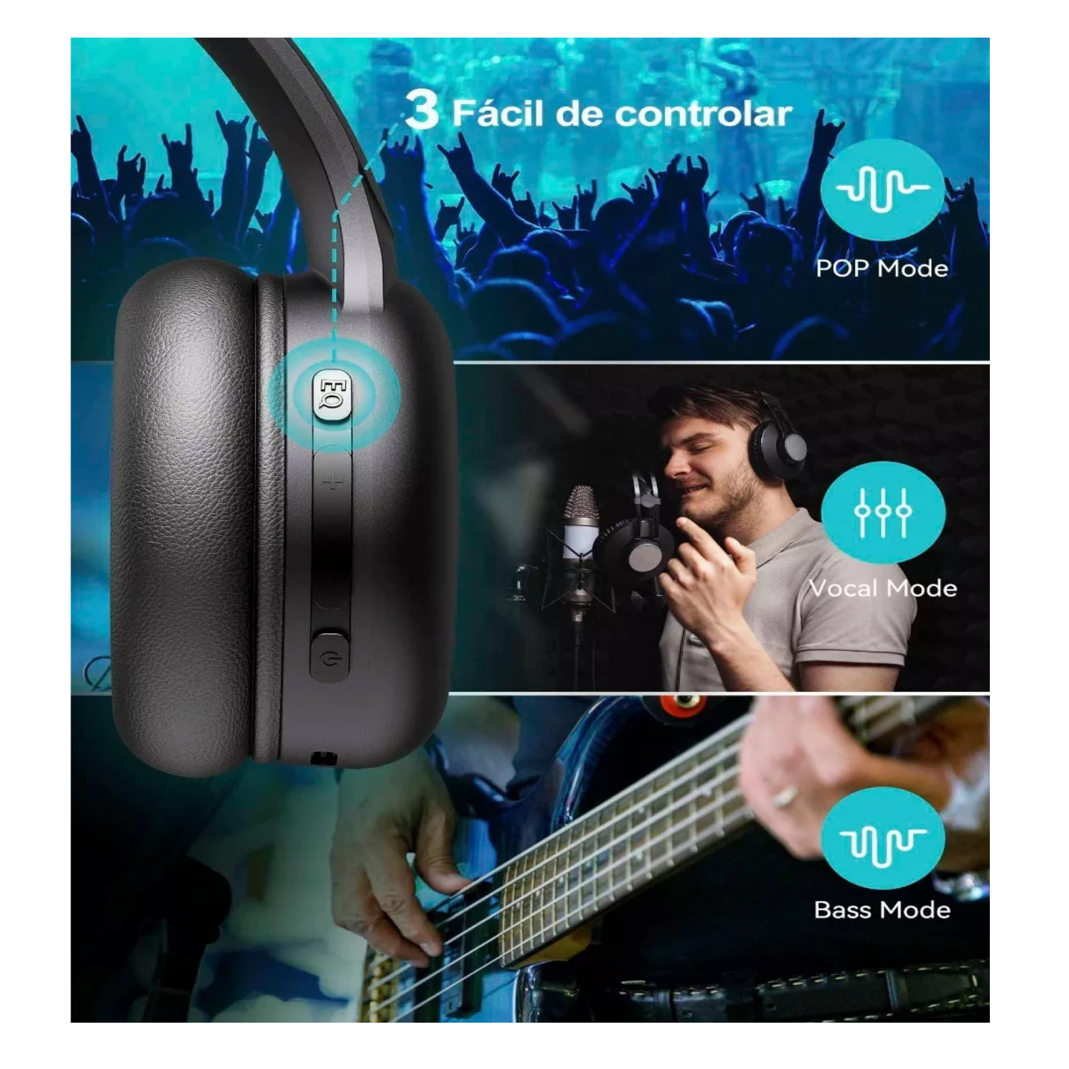 Foto 6 pulgar | Audífonos Inalámbricos Bluetooth Diadema Con Micrófono, Belug Negro