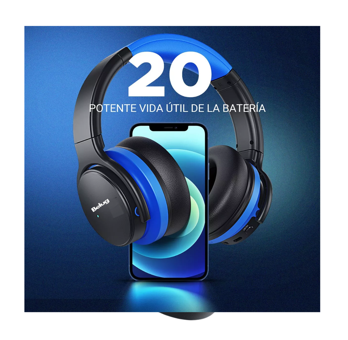 Foto 5 pulgar | Audífonos Bluetooth Con Cancelación De Ruido Belug Azul/negro