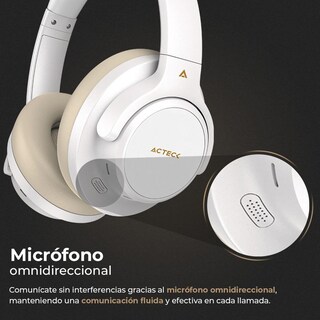 Foto 3 | Audifonos Diadema Inalambrica Acteck Hype Epic Hp750 Microfono Integrado 3.5mm + Bt Blanco Ac-940863