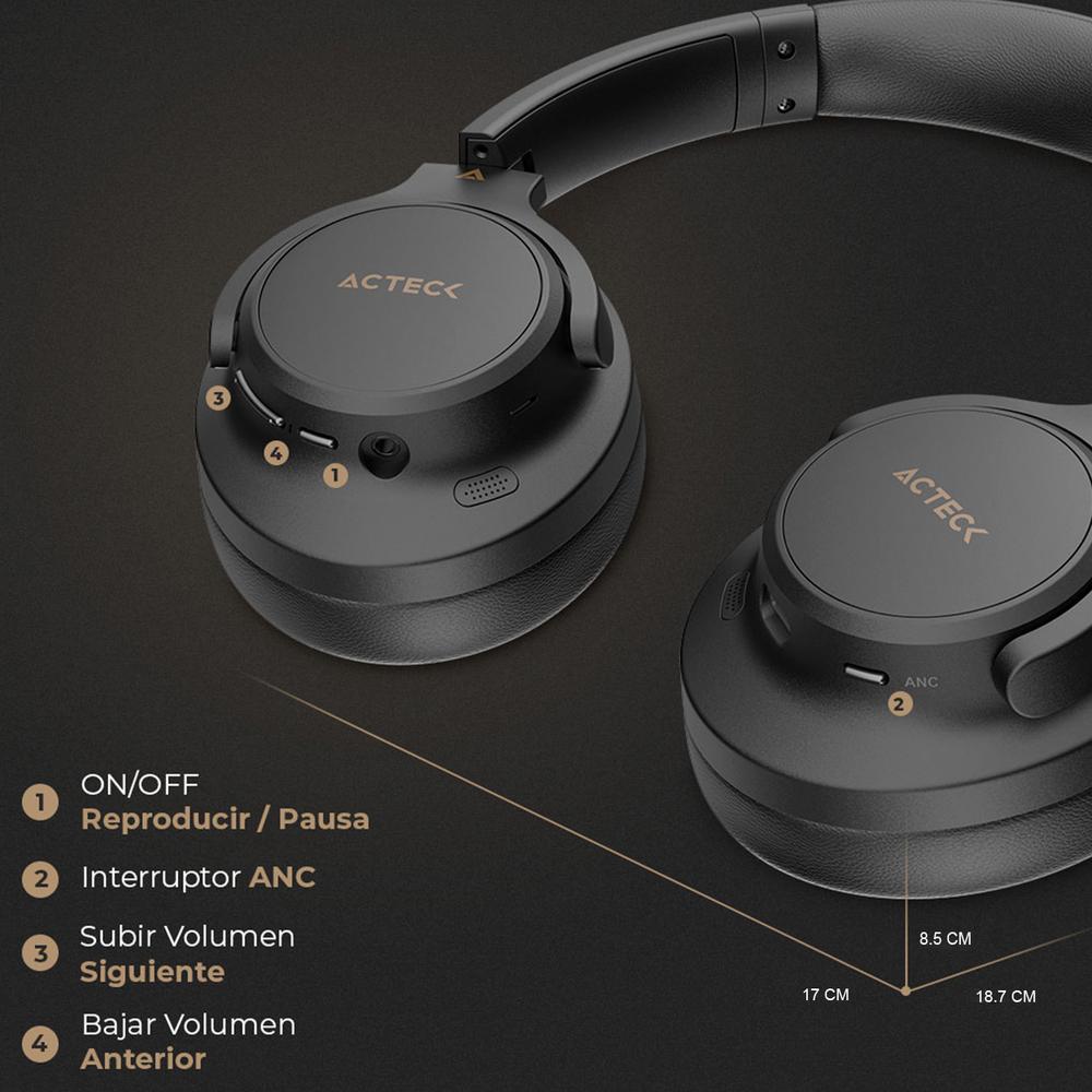 Foto 4 | Audifonos Diadema Inalambrica Acteck Hype Epic Hp750 Microfono Integrado 3.5mm + Bt Negro Ac-940856