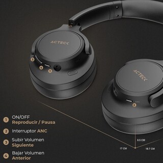 Foto 4 | Audifonos Diadema Inalambrica Acteck Hype Epic Hp750 Microfono Integrado 3.5mm + Bt Negro Ac-940856