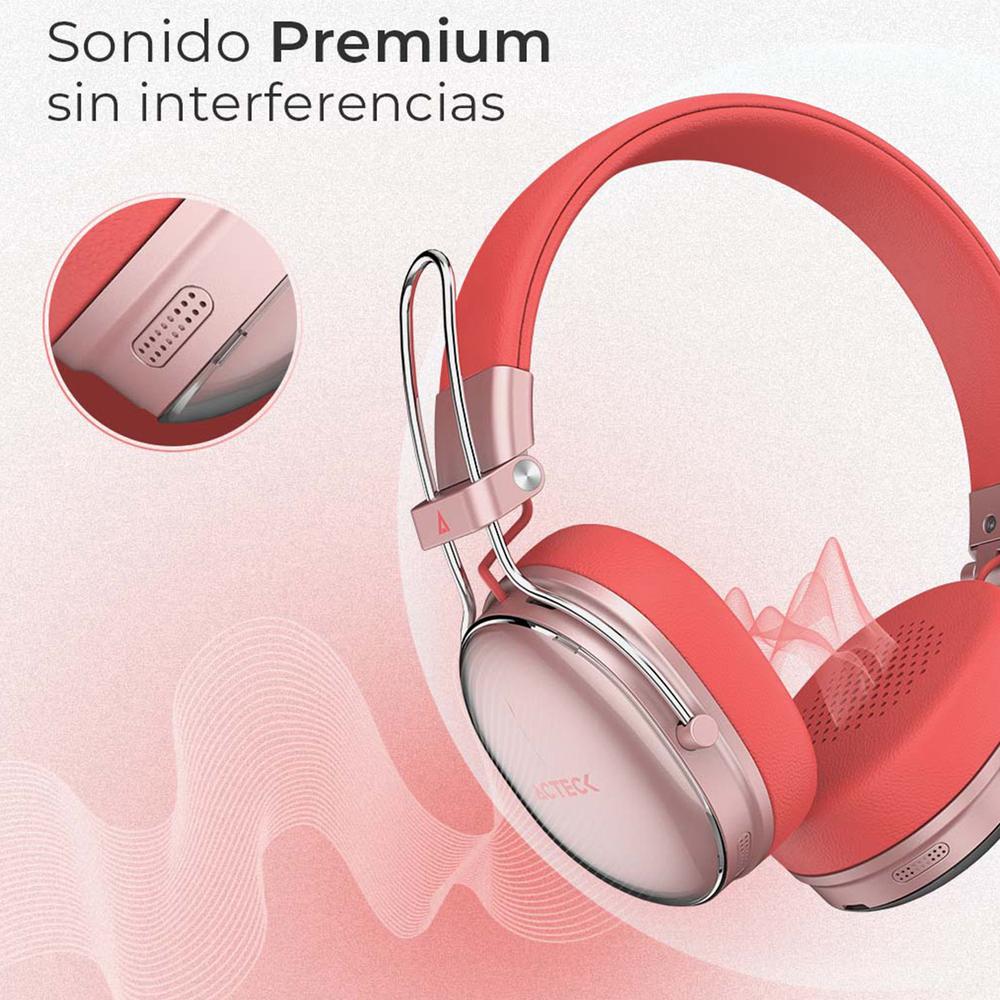 Foto 4 | Audifonos Diadema Inalambrica Acteck Luxe Chic Hp710 Microfono Integrado Bluetooth 5.4 Salmon Ac-940