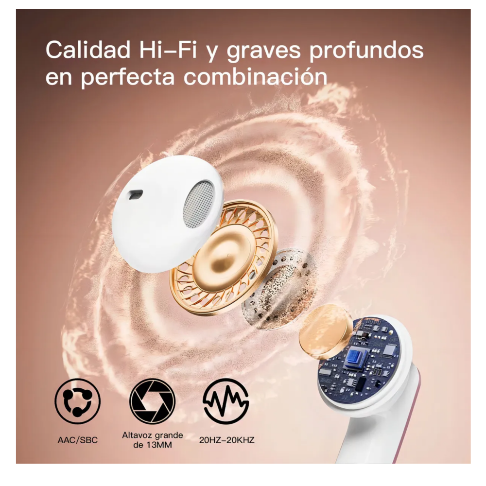 Foto 4 pulgar | Audífonos Inalámbrico 50h Batería Cancelación De Ruido Belug  Rosa